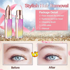 Rechargeable 2 in 1 Electric Eyebrow Trimmer and Facial Hair Shaver for Women